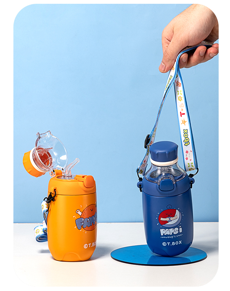 380ML百世橙子系列保温杯304不锈钢学生情侣杯子送背带