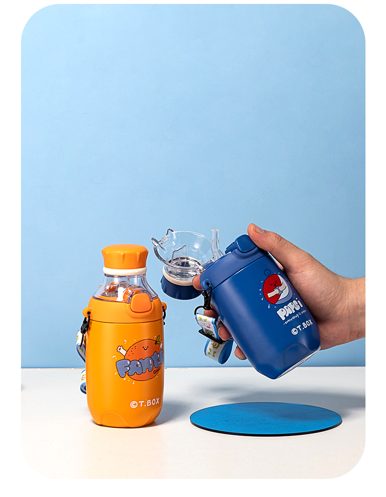 380ML百世橙子系列保温杯304不锈钢学生情侣杯子送背带