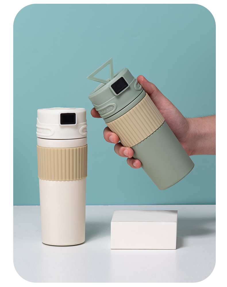 400ML时尚简约显温支架保温杯男女士商务办公水杯