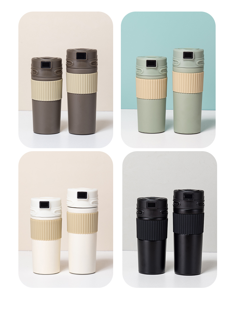 400ML时尚简约显温支架保温杯男女士商务办公水杯