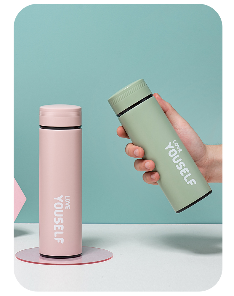 500ML爱自己商务直身保温杯男女士带茶隔办公水杯