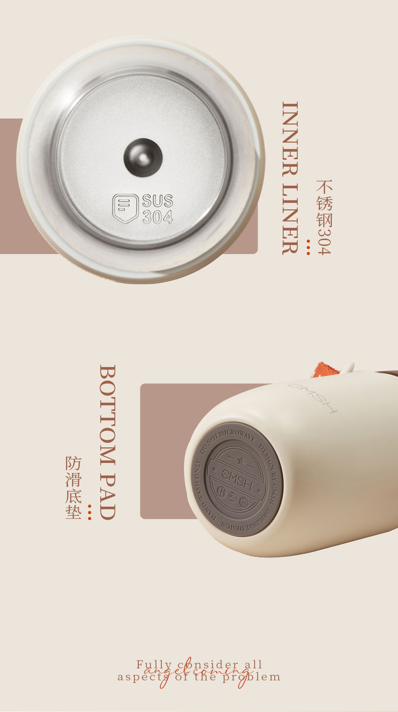 280ML萌趣背带吸管保温杯304不锈钢小巧弹跳盖水杯