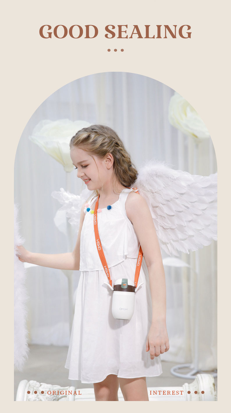 280ML萌趣背带吸管保温杯304不锈钢小巧弹跳盖水杯