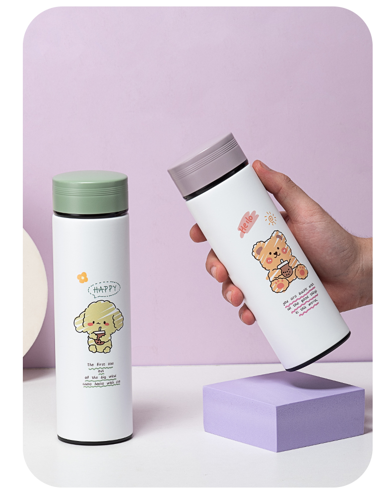 350ML动物涂鸦商务直身保温杯304不锈钢小清新水杯