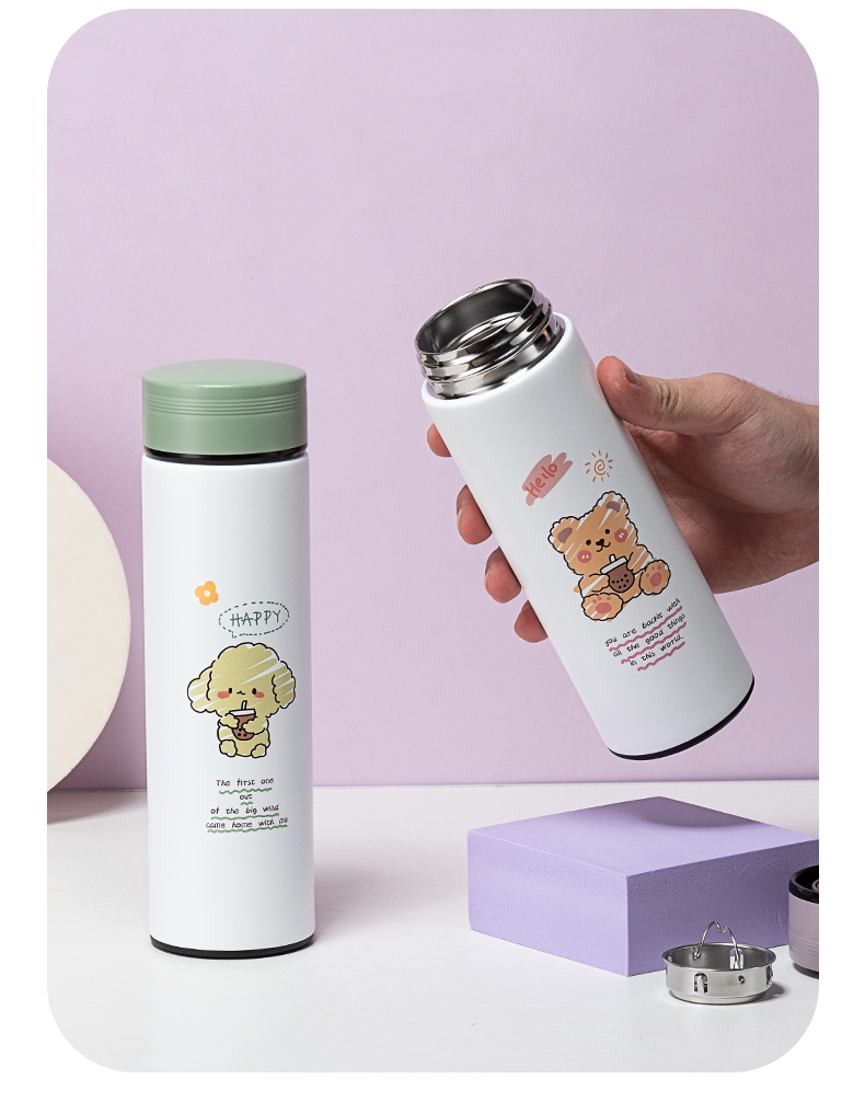 350ML动物涂鸦商务直身保温杯304不锈钢小清新水杯