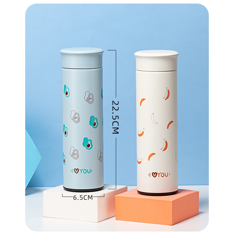 450ML水果欧格直身保温杯304不锈钢小清新带茶隔杯子