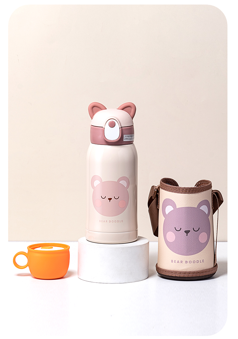 500ML瞌睡宝贝儿童保温杯304不锈钢一杯两盖吸管杯