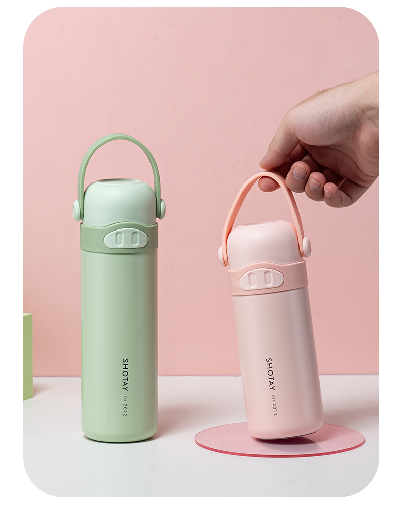 340ML尚泰小猪保温杯316不锈钢可爱便携提手杯子