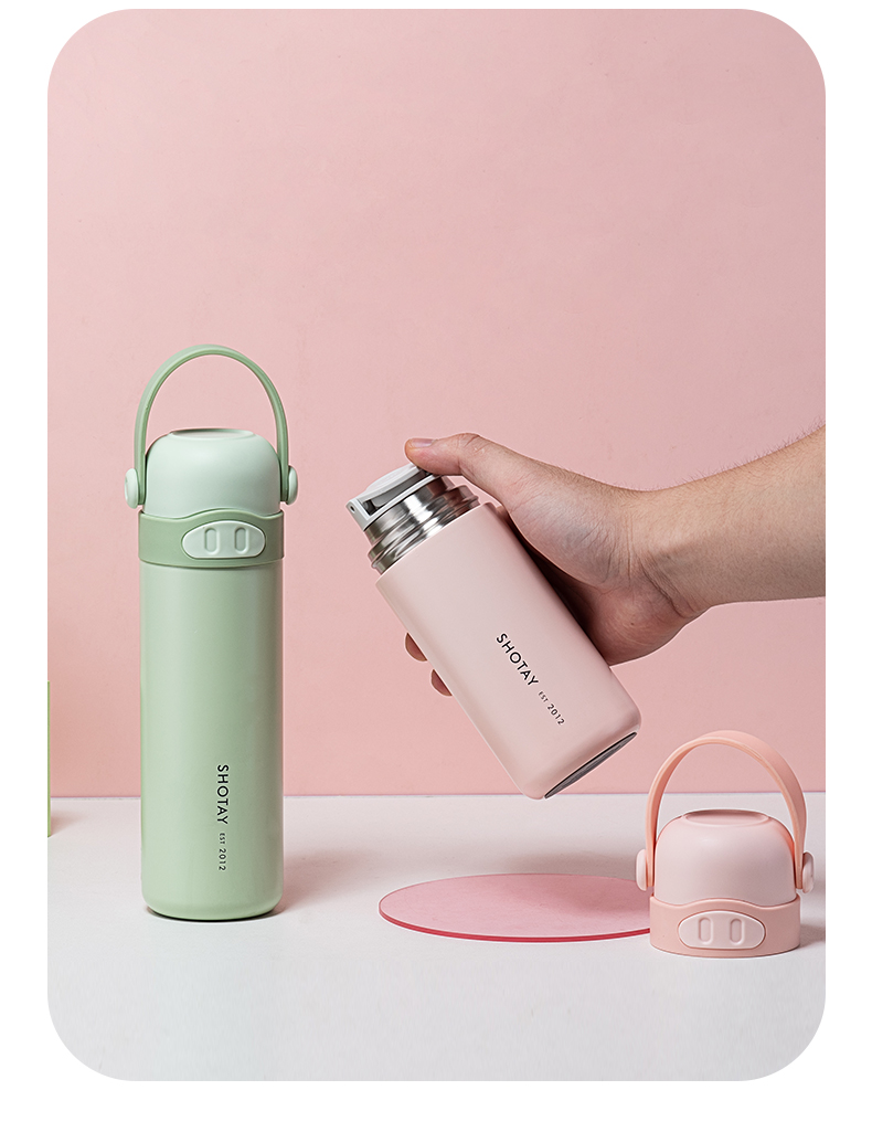 340ML尚泰小猪保温杯316不锈钢可爱便携提手杯子