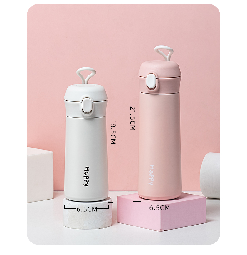 350ML乐酷Happy系列弹盖保温杯304不锈钢便携水杯