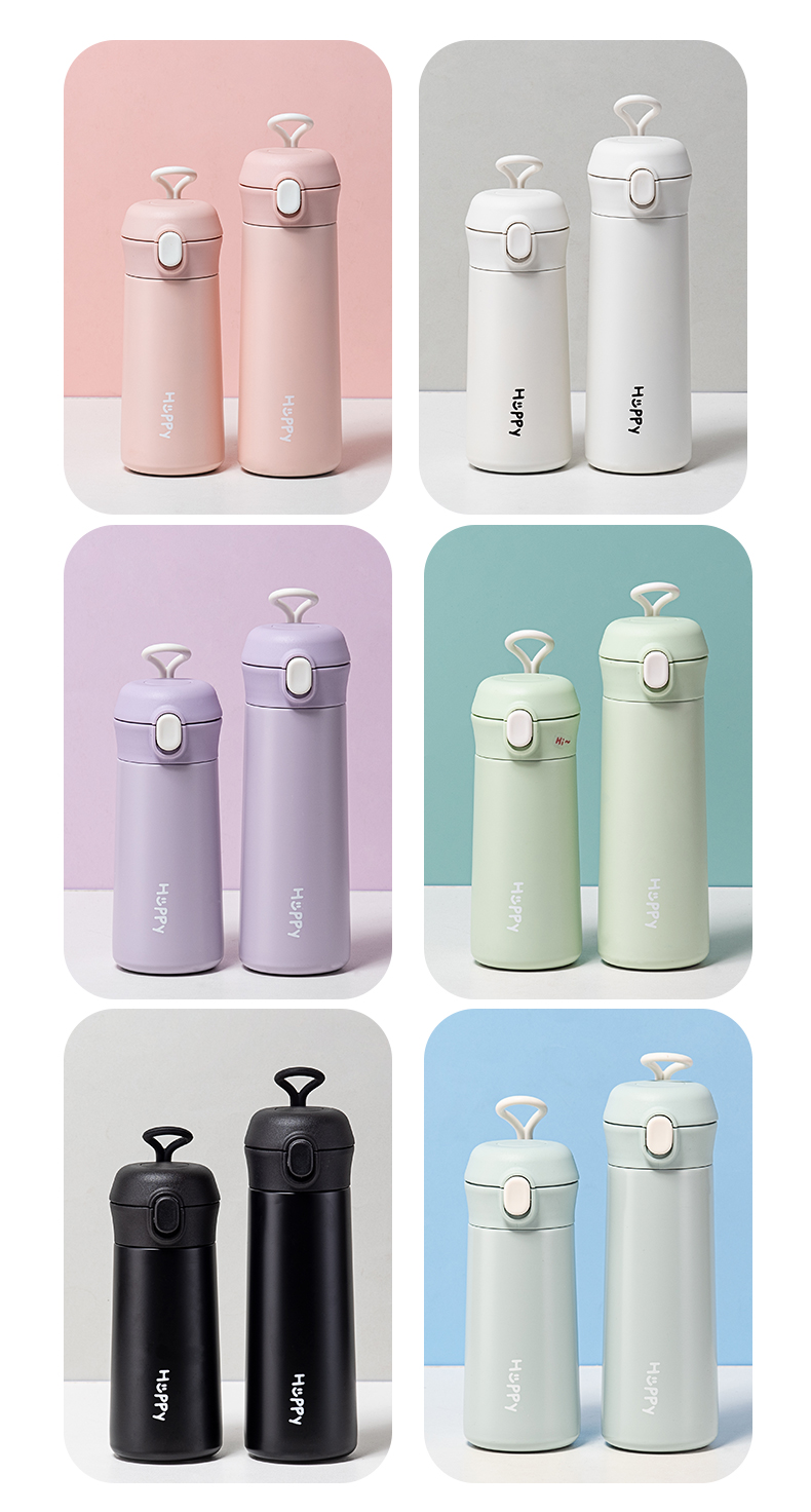 350ML乐酷Happy系列弹盖保温杯304不锈钢便携水杯