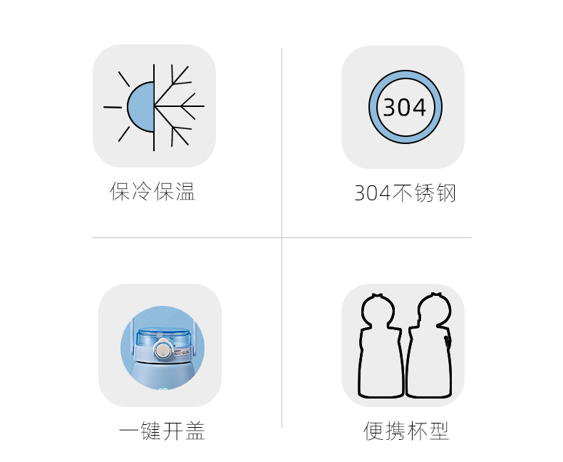 1200ML双饮大肚保温杯304不锈钢便携弹跳盖吸管杯