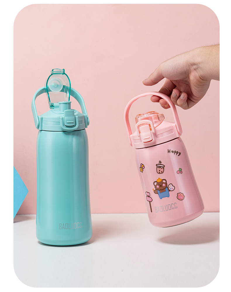 1380ML大容量提手瘦腰保温杯304不锈钢弹跳盖便携水杯