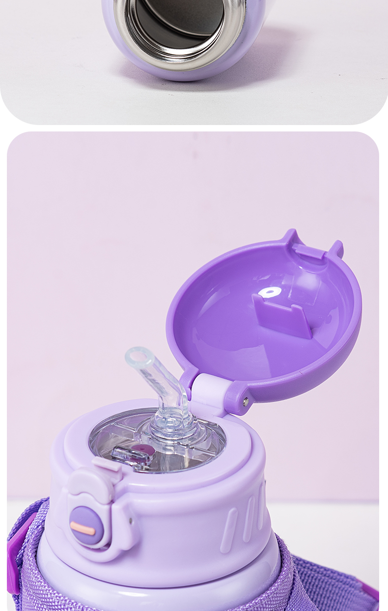 500ML透明小书包儿童壶304不锈钢一杯两盖保温杯