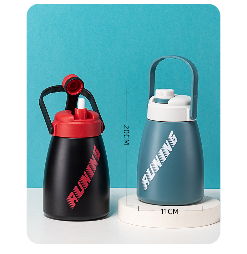 1200ML时尚潮酷大肚保温杯304不锈钢便携大容量吸管杯