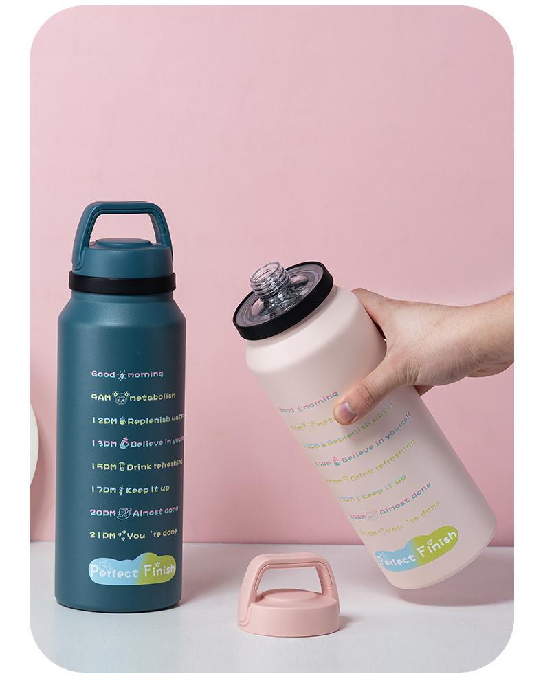 1400ML时间管理大容量保温杯304不锈钢户外运动水杯