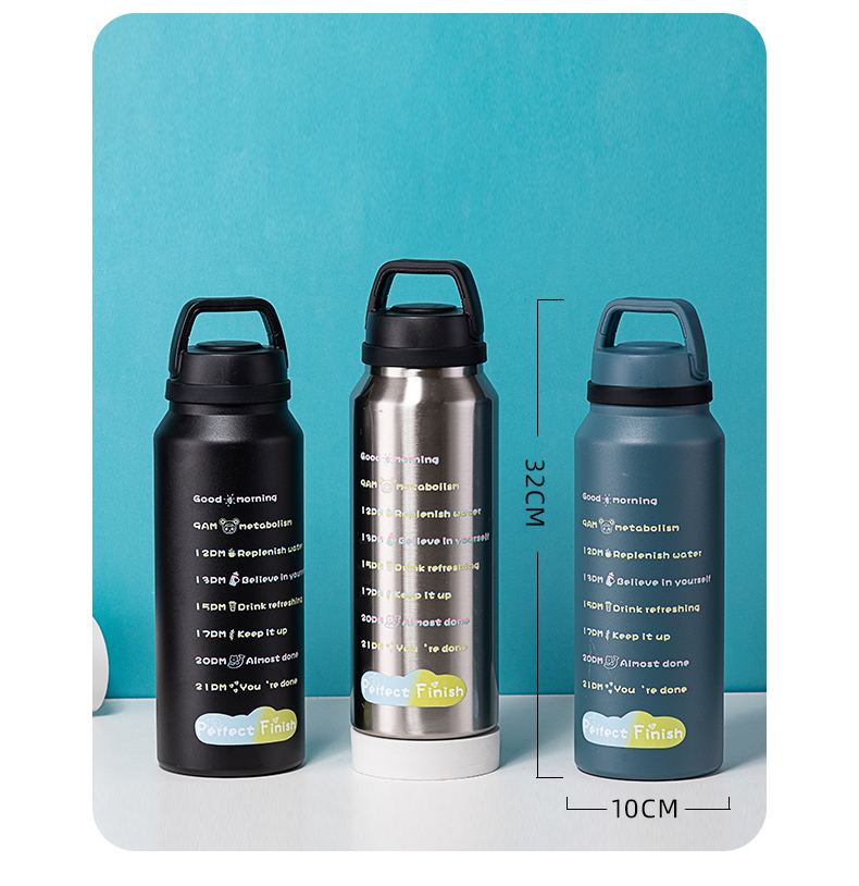 1400ML时间管理大容量保温杯304不锈钢户外运动水杯