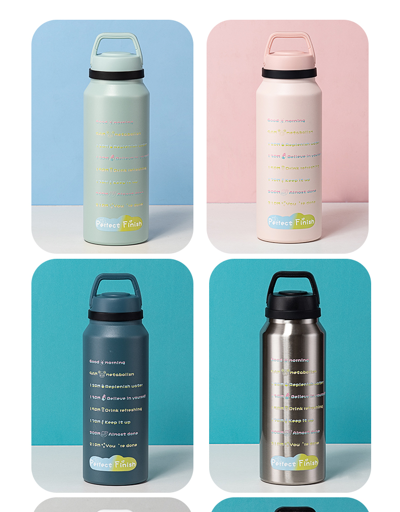 1400ML时间管理大容量保温杯304不锈钢户外运动水杯