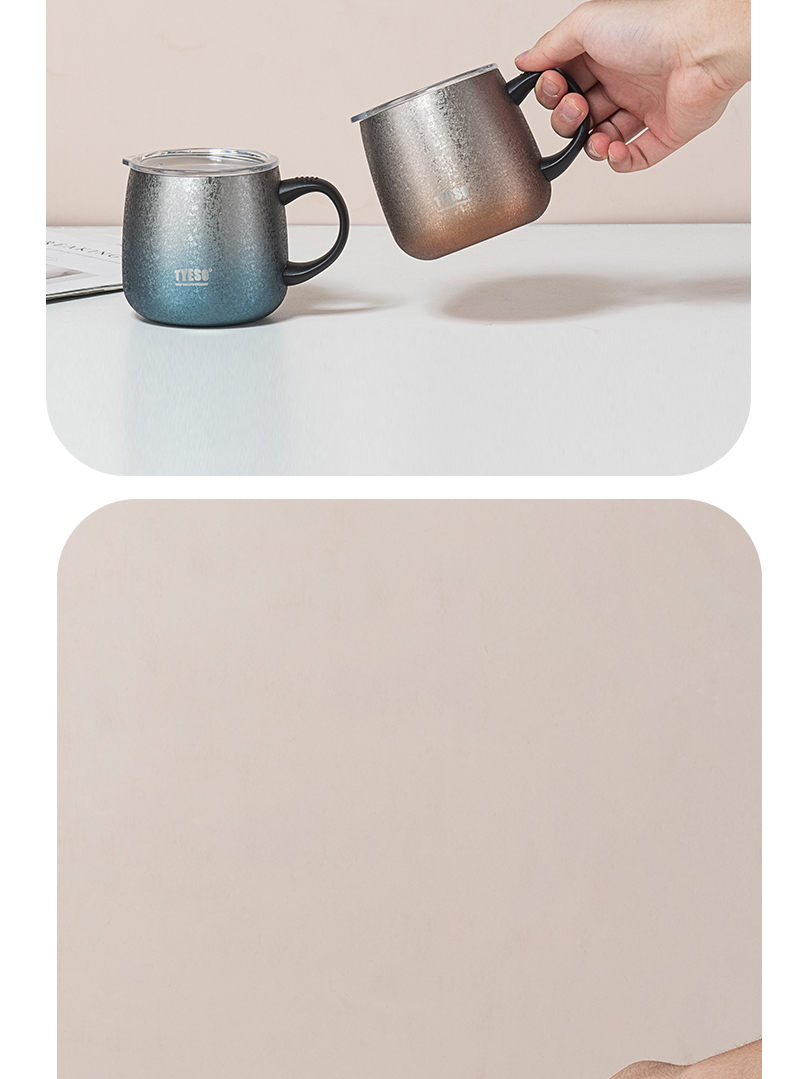 473ML大肚马克保温杯304不锈钢带手柄商务办公咖啡杯