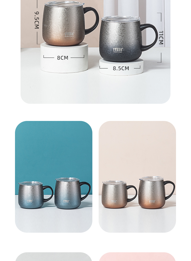 473ML大肚马克保温杯304不锈钢带手柄商务办公咖啡杯