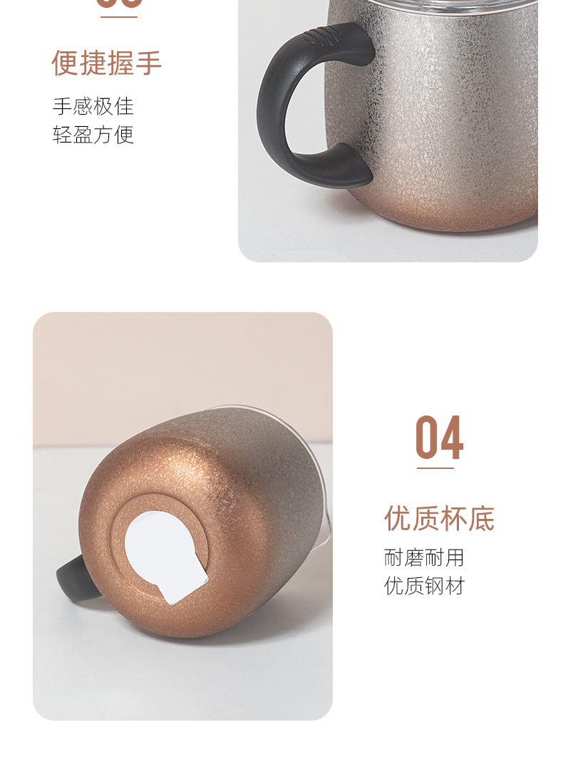 473ML大肚马克保温杯304不锈钢带手柄商务办公咖啡杯