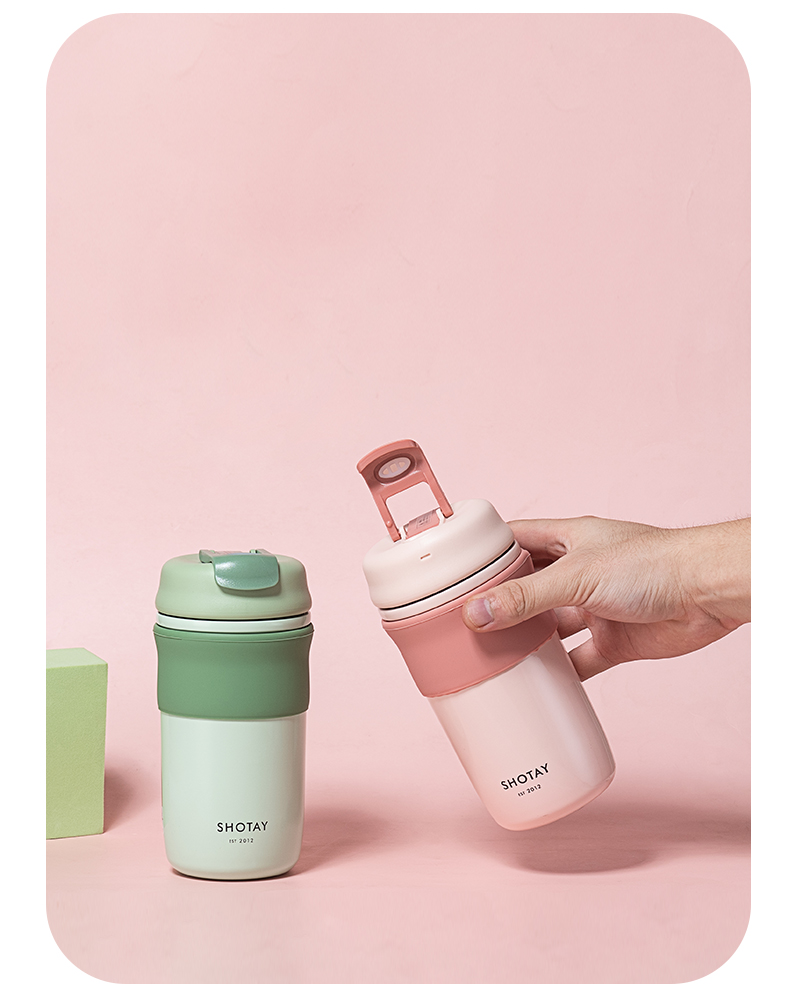 500ML尚泰两用咖啡保温杯316不锈钢双饮口商务水杯