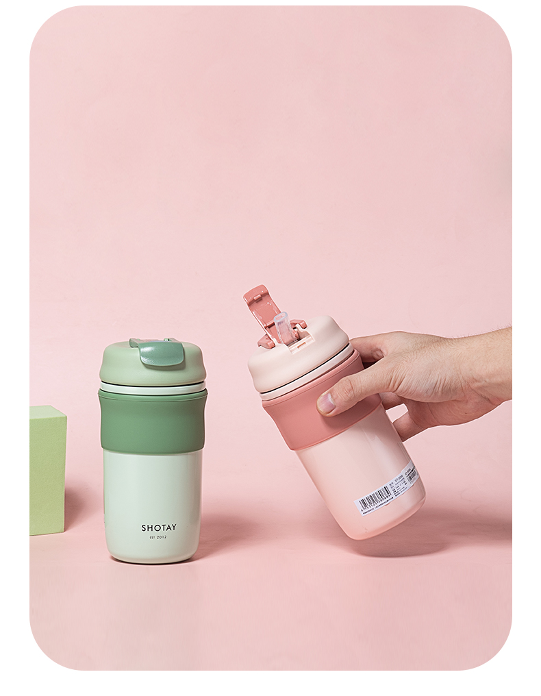 500ML尚泰两用咖啡保温杯316不锈钢双饮口商务水杯