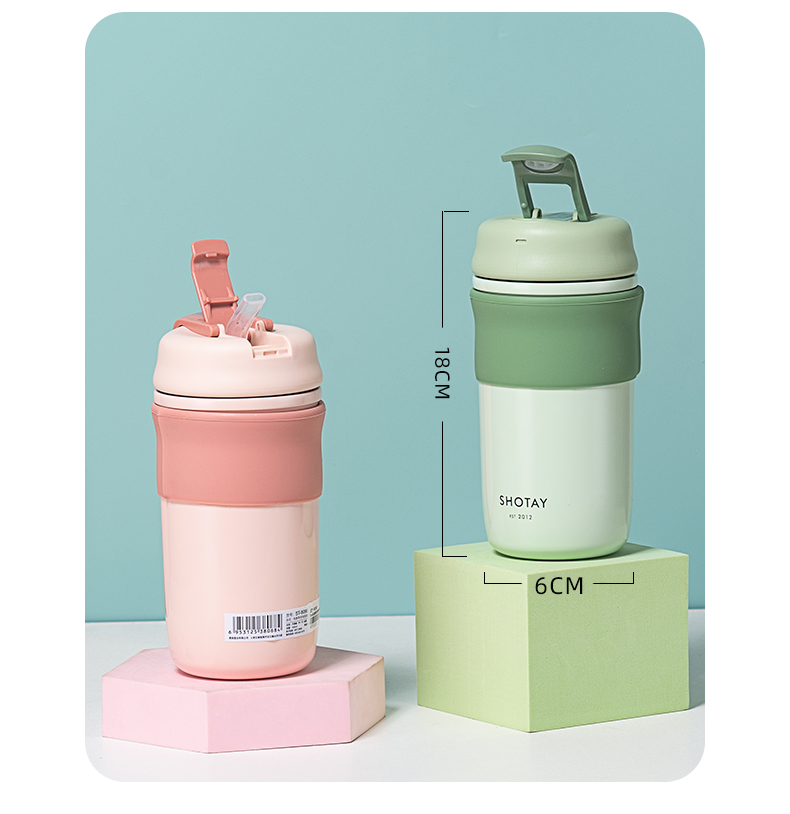 500ML尚泰两用咖啡保温杯316不锈钢双饮口商务水杯