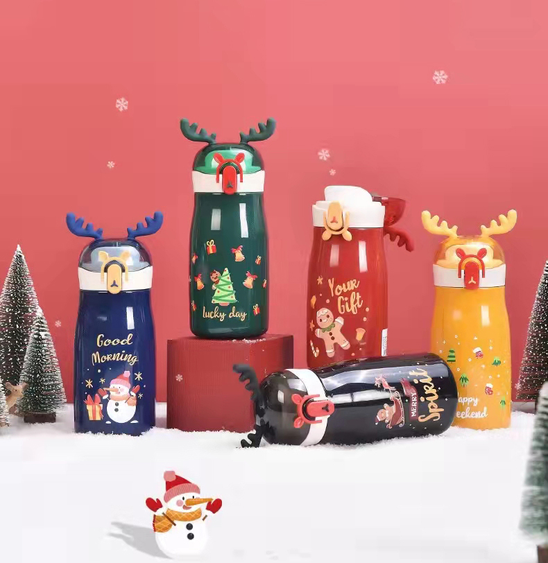 300ML安德乐保温杯304不锈钢圣诞麋鹿角节日礼品杯