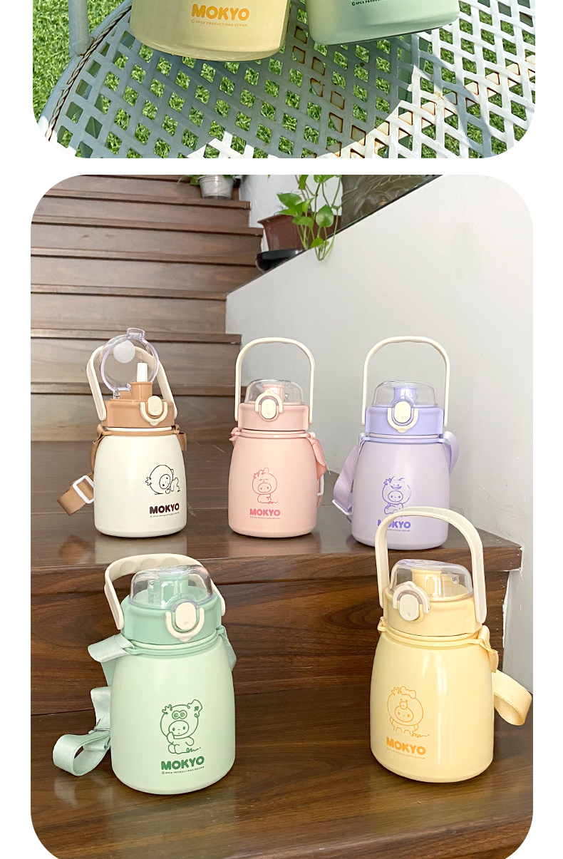 850ML皇冠猴网红吨吨保温杯304不锈钢可爱便携大肚杯