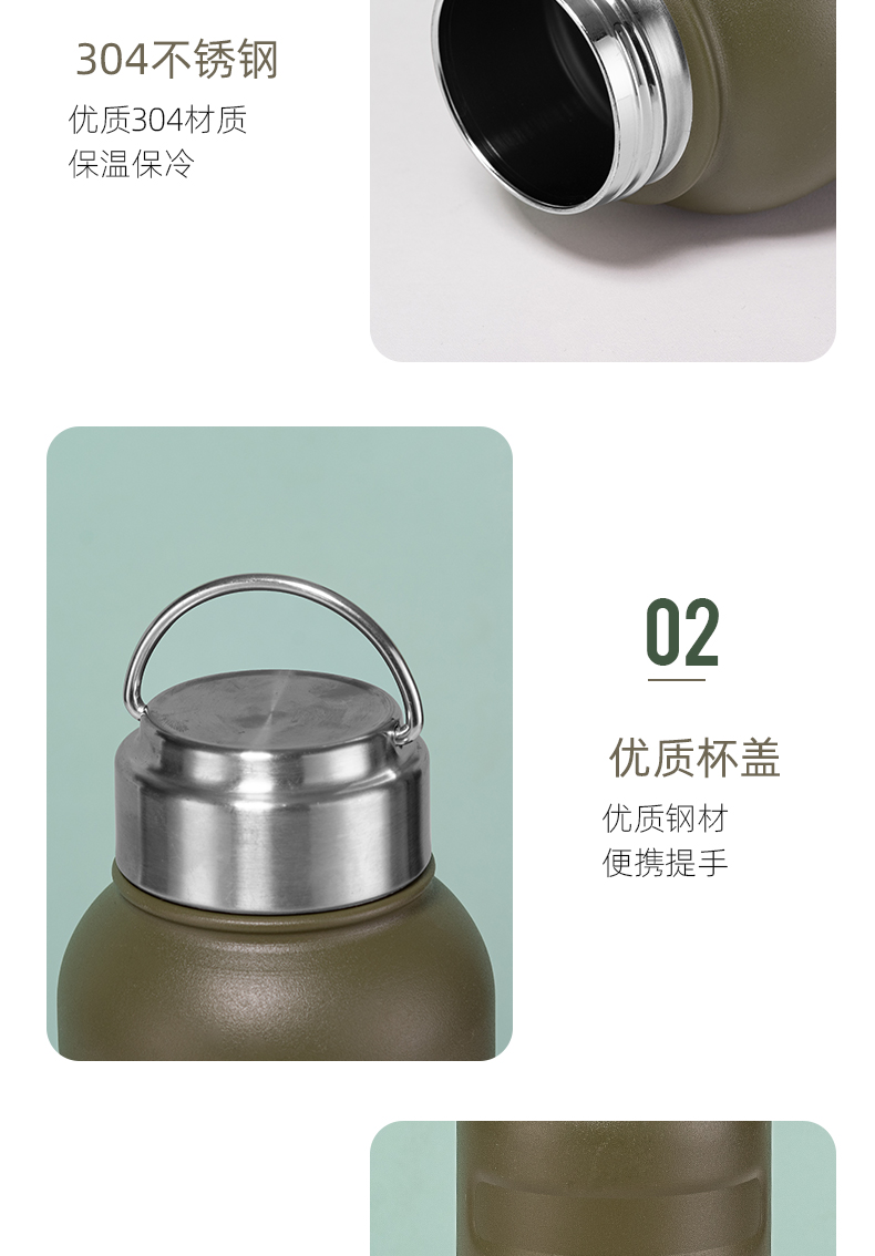 1000ML手提毛毛虫保温杯304不锈钢男女士商务直身杯