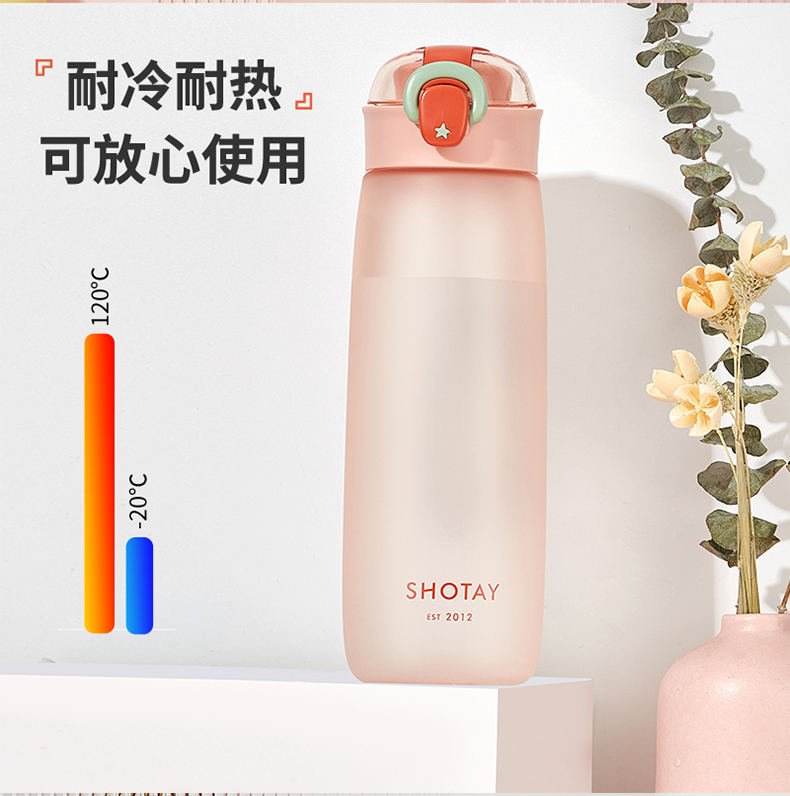 600ML尚泰磨砂塑料杯学生情侣便携随手杯子（OPP袋）