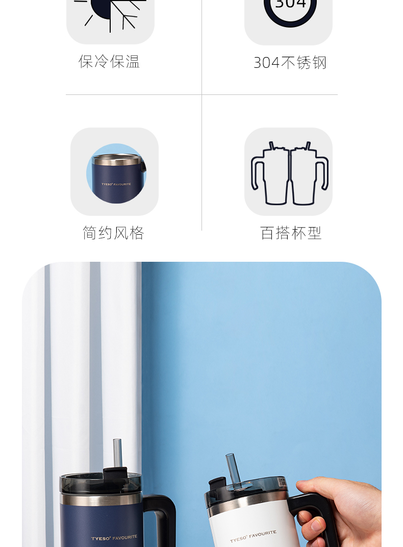 600ML12号手柄咖啡杯304不锈钢运动车载便携保温杯