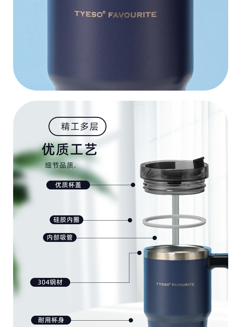 600ML12号手柄咖啡杯304不锈钢运动车载便携保温杯