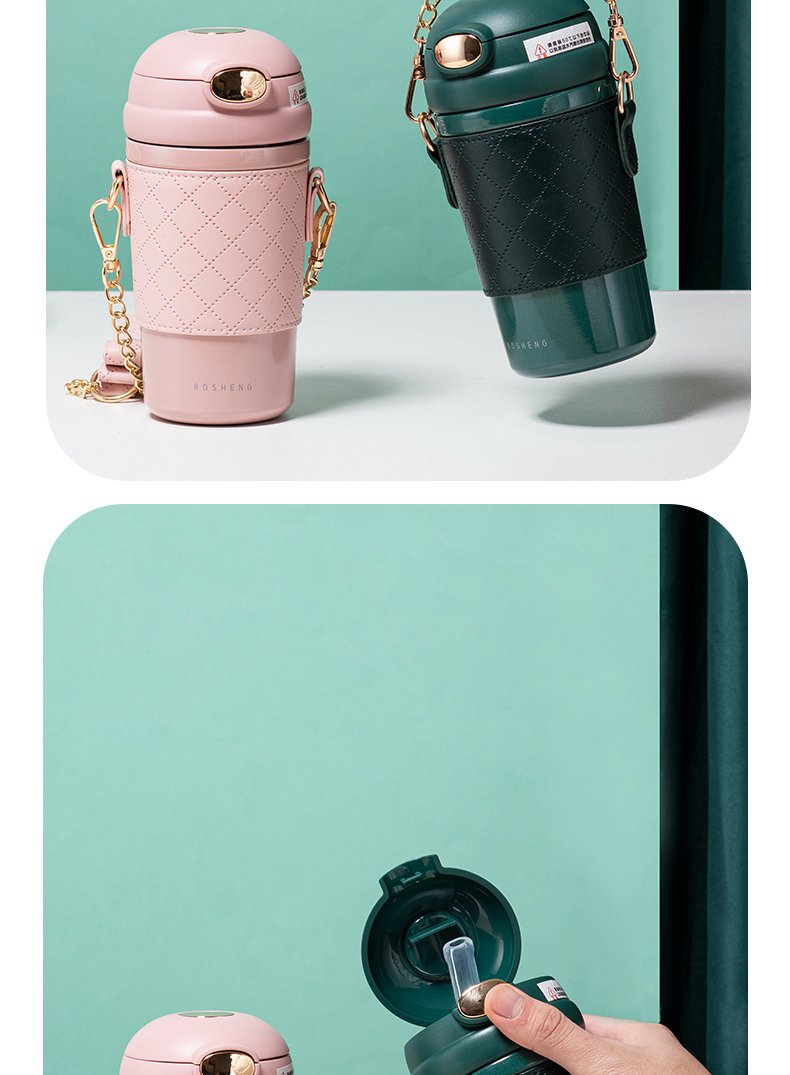 480ML果冻潮保温杯304不锈可斜挎弹跳盖男女士礼品杯