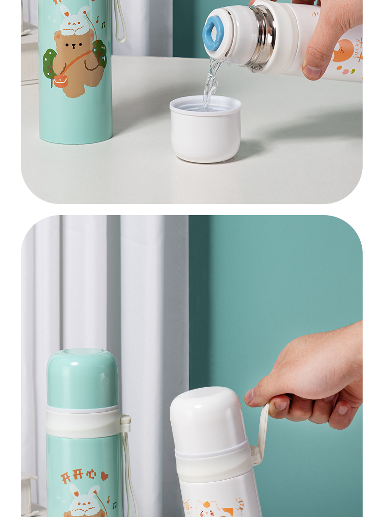 350ML元气物语塑吊保温杯304不锈钢可爱小清新水杯