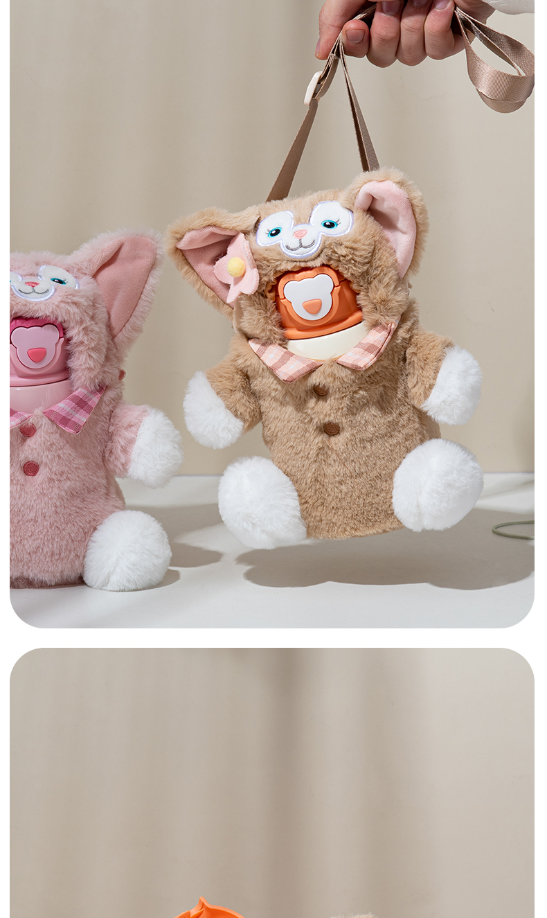 450ML毛绒露西兔单盖儿童保温杯316不锈钢可爱水杯子