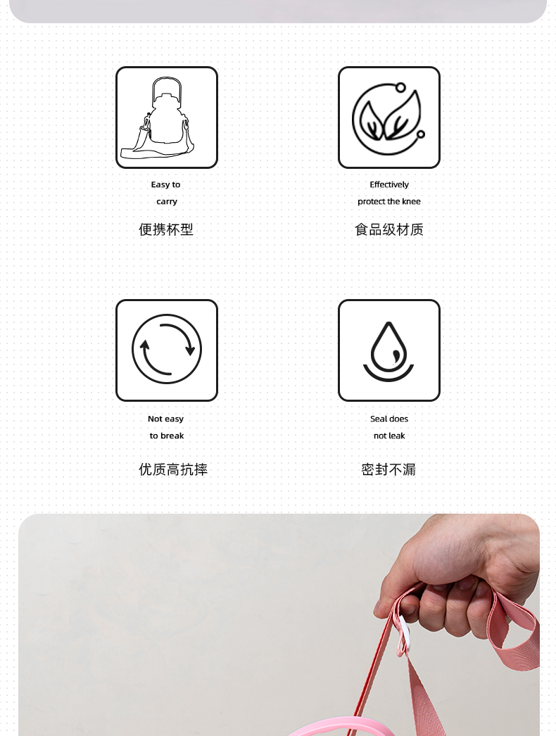 1000ML萌趣大肚玻璃杯简约清新学生大容量吸管杯