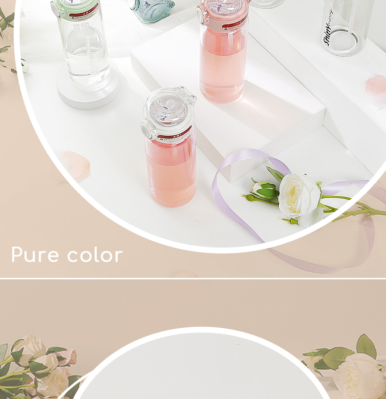 420ML闪闪生活吸管玻璃杯简约ins风夏季便携随手杯