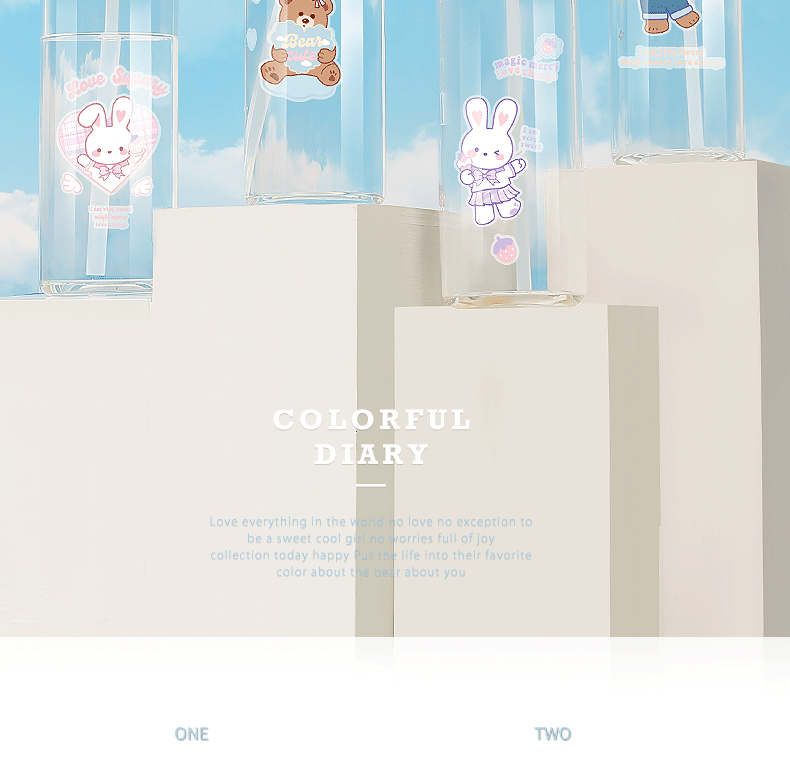 420ML甜酷超标吸管玻璃杯DIY可爱个性水杯赠送贴纸