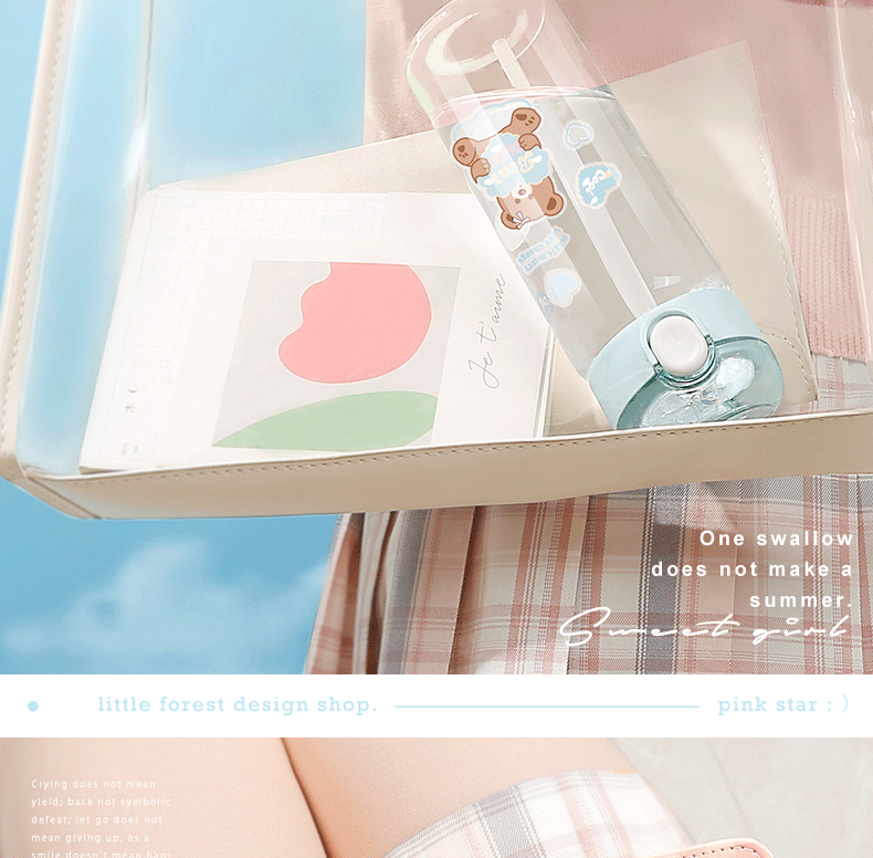 420ML甜酷超标吸管玻璃杯DIY可爱个性水杯赠送贴纸