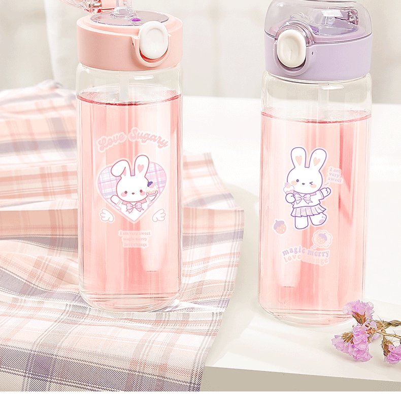 420ML甜酷超标吸管玻璃杯DIY可爱个性水杯赠送贴纸