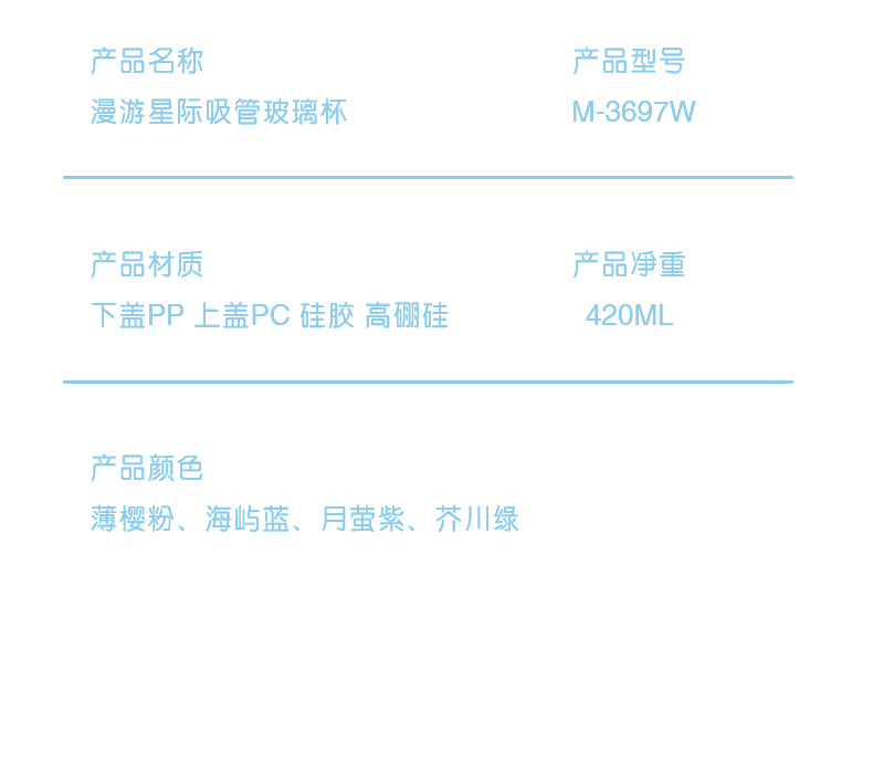 420ML漫游星际吸管玻璃杯感温变色时尚便携随手杯