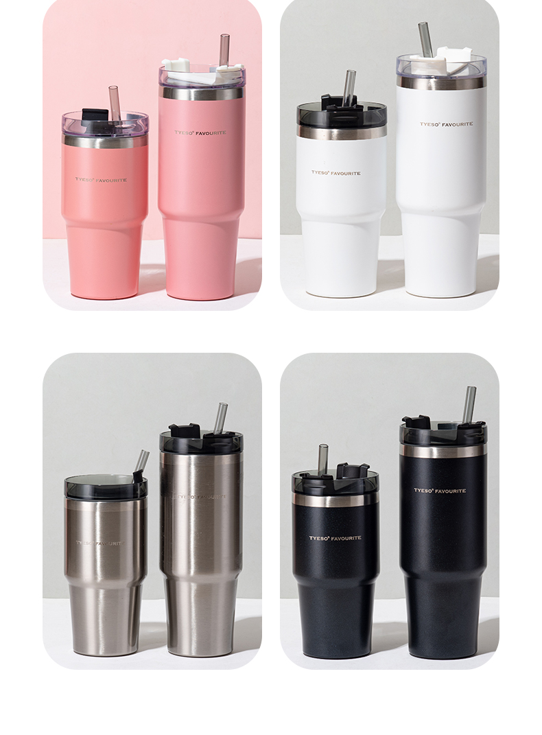 600ML大容量12#咖啡杯304不锈钢车载保温杯带吸管