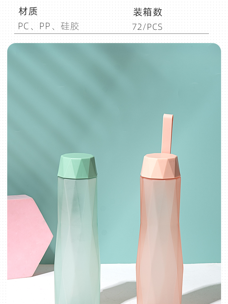 580ML尚泰小蛮腰磨砂塑料杯学生情侣便携随手杯子