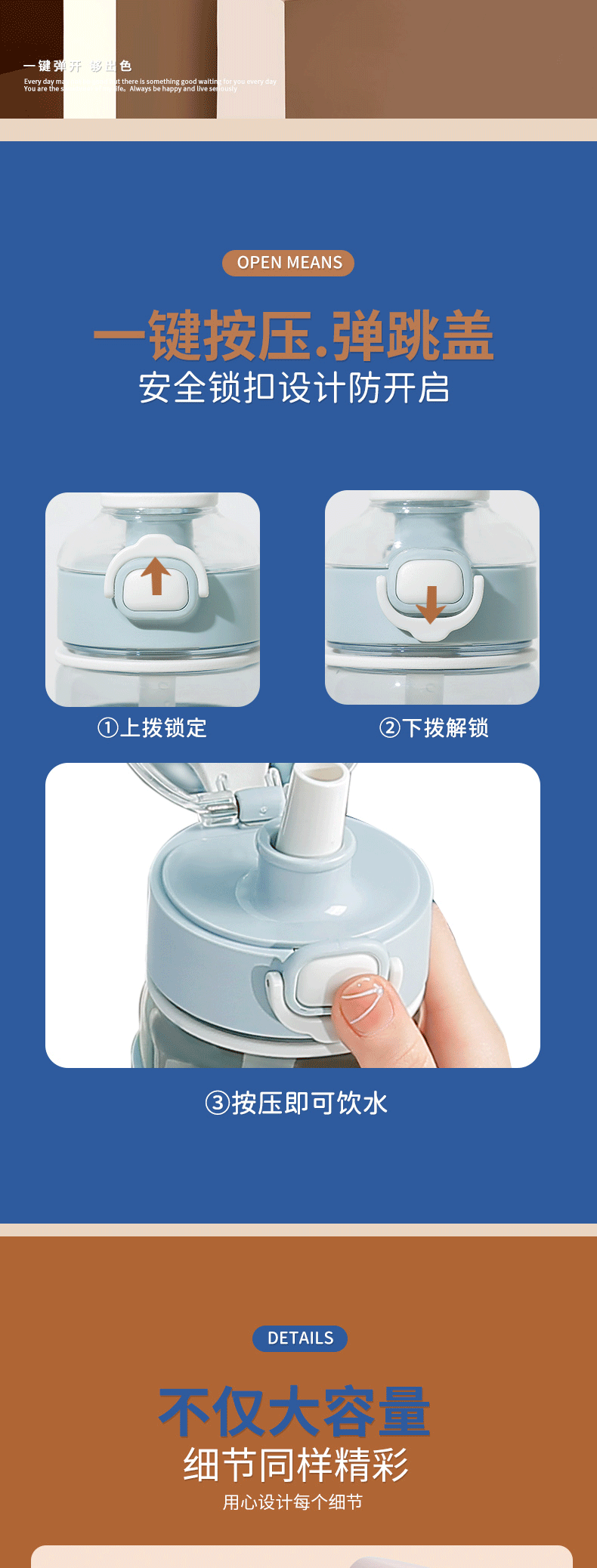 1100ML卡通熊熊营业塑料杯大容量便携吸管杯（TPE袋）