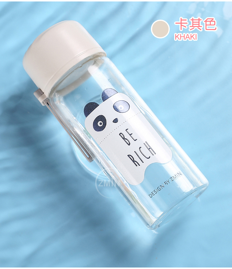 320ML萌萌方块动物时尚玻璃杯可爱森系男女学生水杯