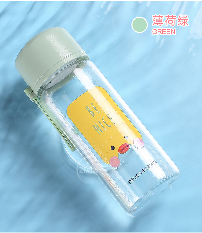 320ML萌萌方块动物时尚玻璃杯可爱森系男女学生水杯