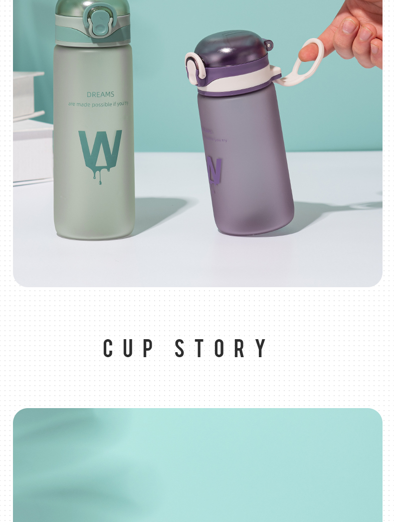 450ML个性简约磨砂弹盖塑料杯创意随手杯便携学生杯子