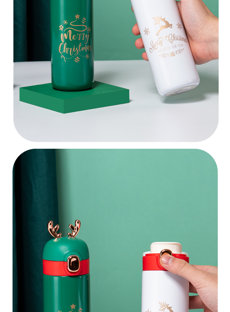 450ML圣诞豆豆鹿保温杯304不锈钢广告促销礼品杯子